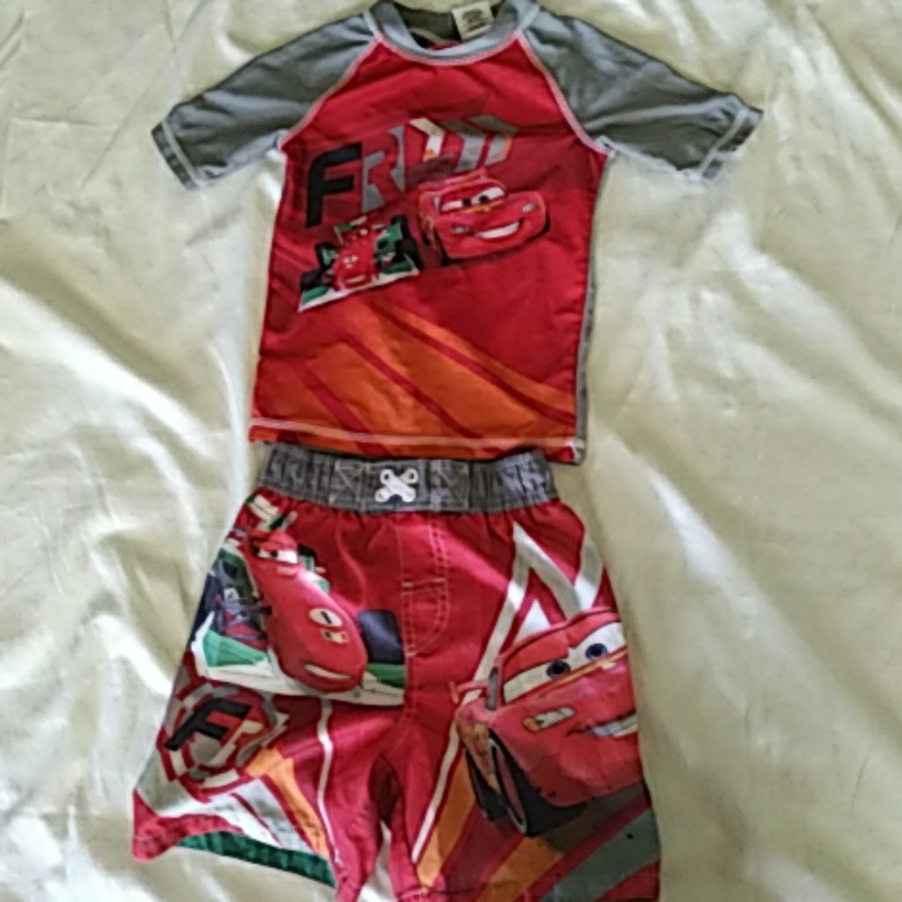 Boys 3T Disney's Cars Swim Trunks w/ UV Shirt